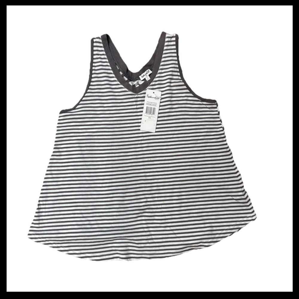 Splendid Striped Grey Sleeveless Top Cotton Blend Girls Sz 12 NWT